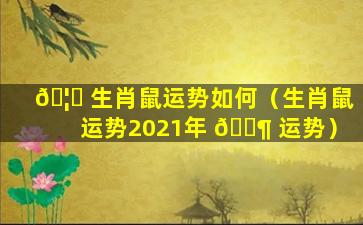 🦊 生肖鼠运势如何（生肖鼠运势2021年 🐶 运势）